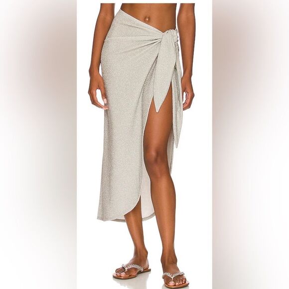 Good American Silver Sparkle Better Long Sarong Wrap 0-4 Size 1X MSRP $65 NWT - Picture 1 of 6